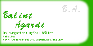 balint agardi business card